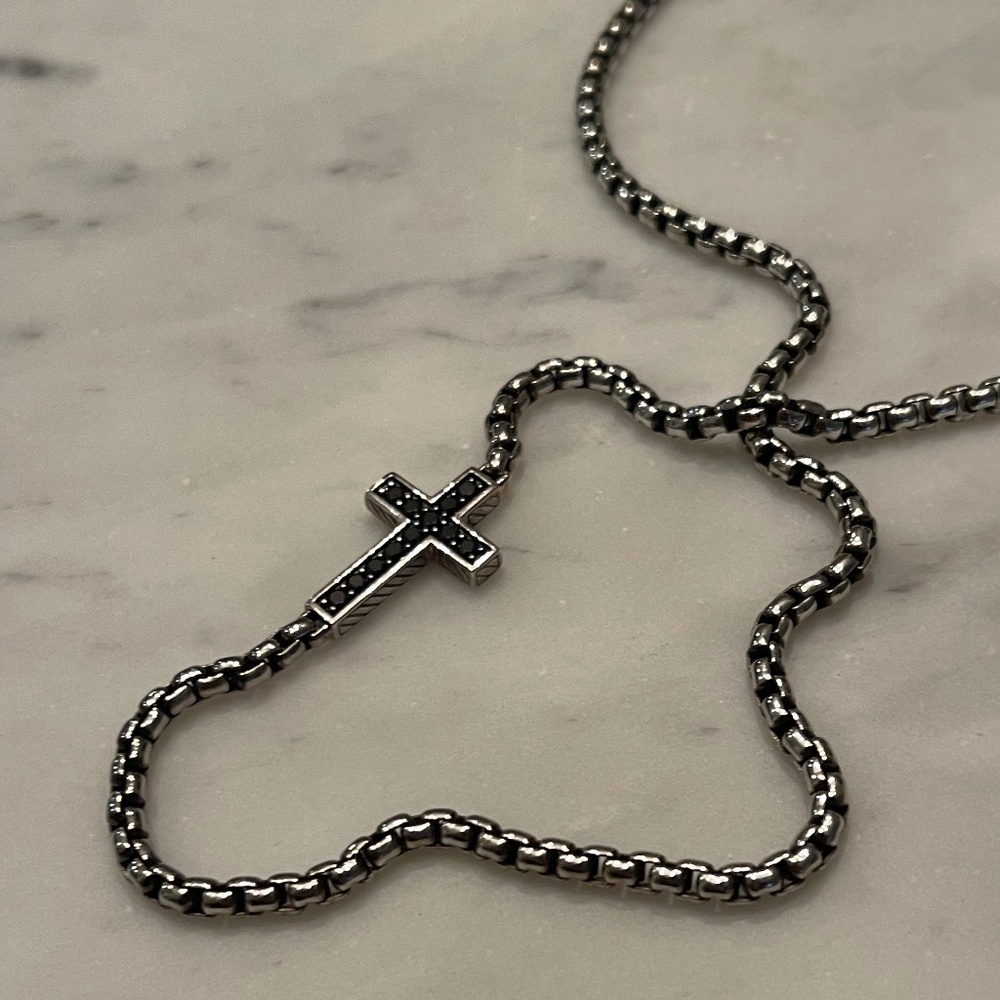 David Yurman Mens Diamond Cross Necklace